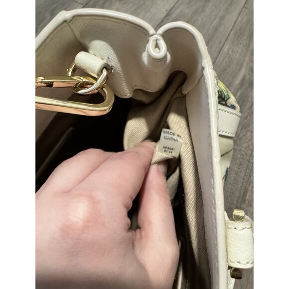 Tory Burch watercolor botanical print Robinson canvas triangle tote handbag - Picture 7 of 9